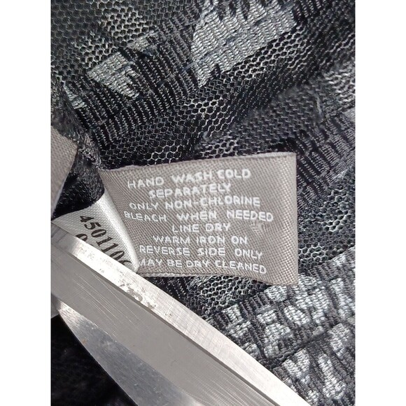 Chicos Travelers Womens Cardigan 2 (L) Black Gray Stripe Lace Semi Sheer Zip Up - Picture 8 of 8